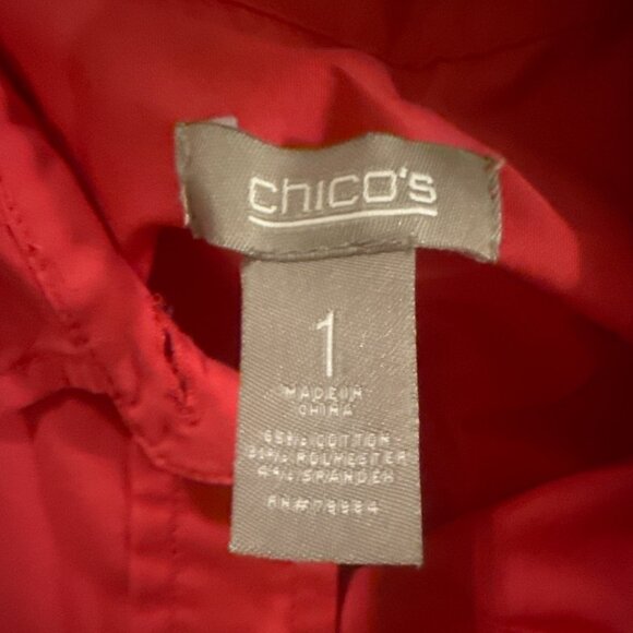 Chicos Hot Pink Button-Up Collared Long Sleeve Shirt Size 1 Medium Cotton Blend - Picture 4 of 4
